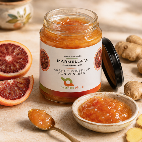 Blutorangenmarmelade mit Ingwer (6 Gläser)