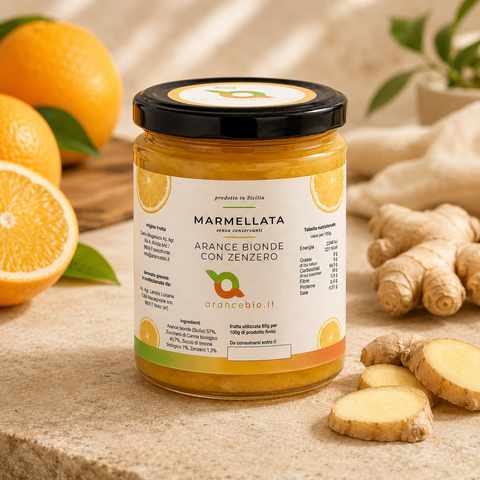 Konfitüre aus blonden Orangen und Ingwer (6 Gläser)