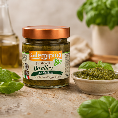 Basilikum-Pesto nach sizilianischer Art Bio